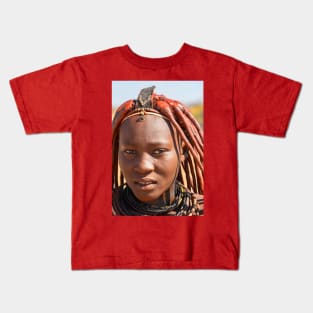 Namibia. Himba Tribe. Portrait of a Young Woman. Kids T-Shirt